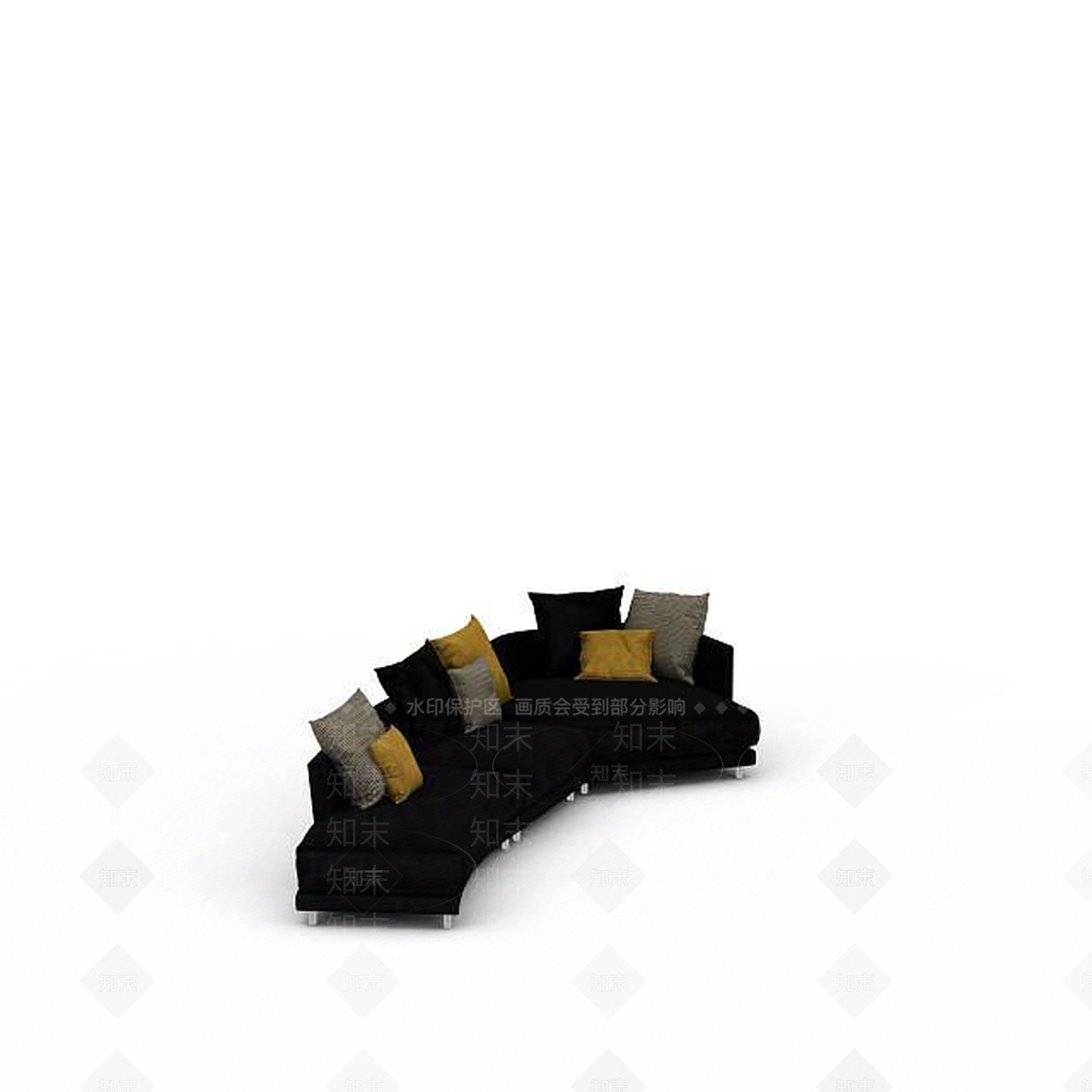 现代布艺休闲沙发3D模型下载【ID:1198555315】