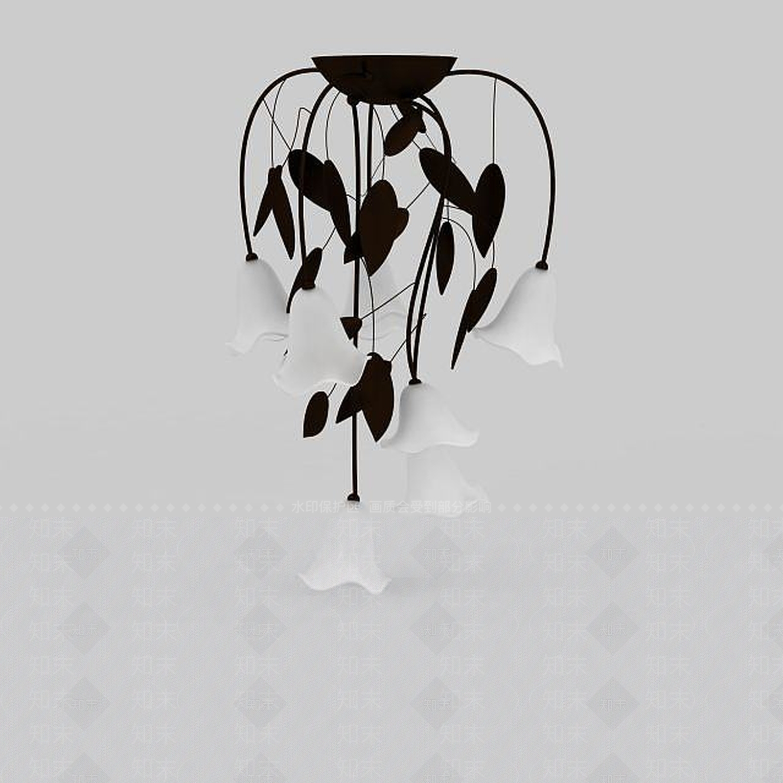 现代精美花朵吸顶灯3D模型下载【ID:1198555824】