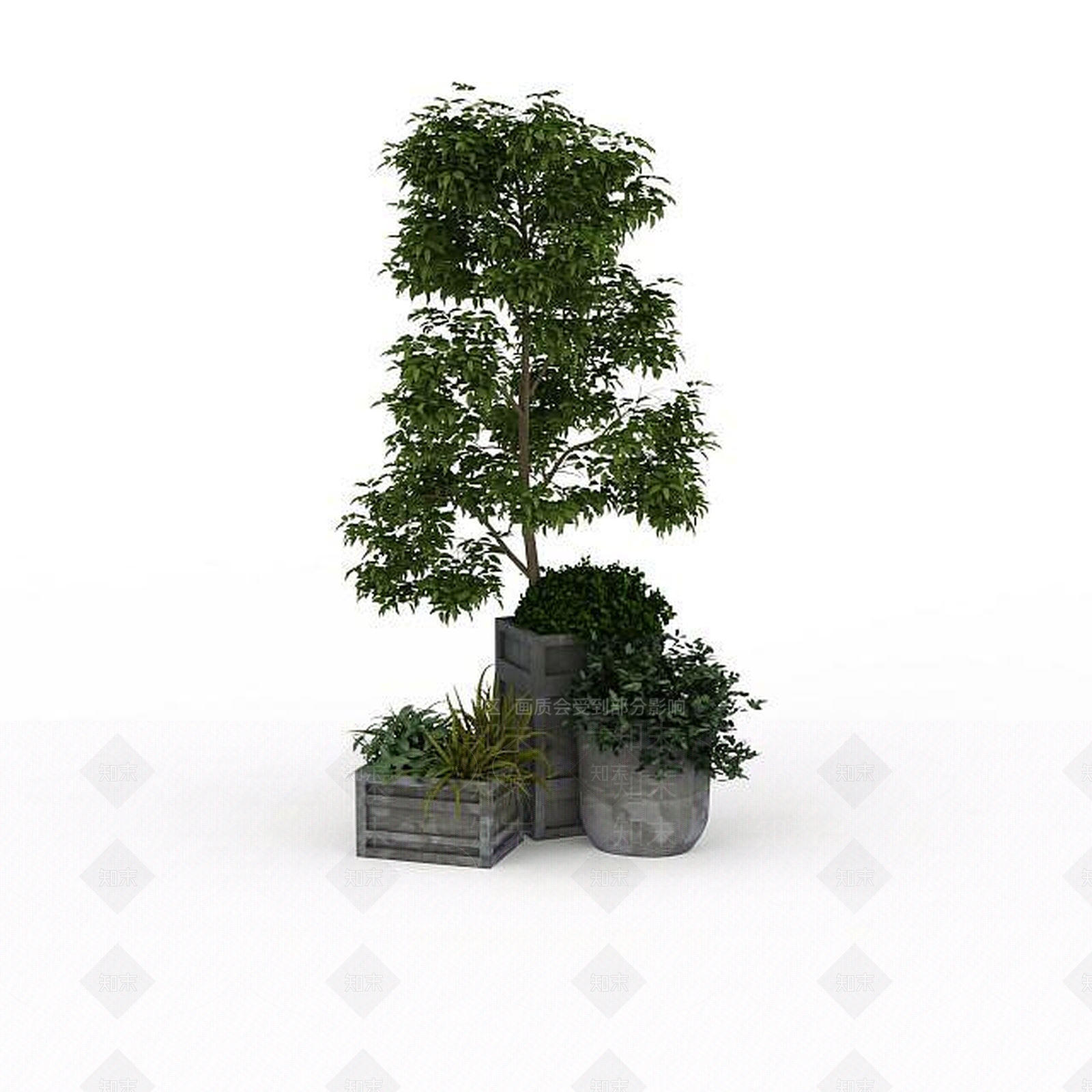 现代装饰绿植3D模型下载【ID:1198555983】