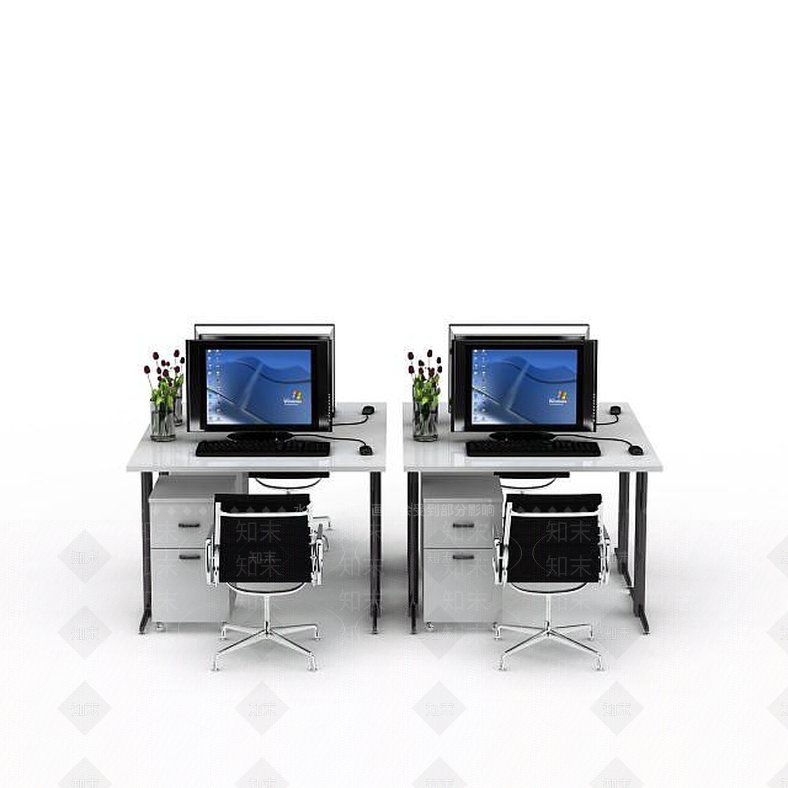 现代办公桌椅组合3D模型下载【ID:1198555998】