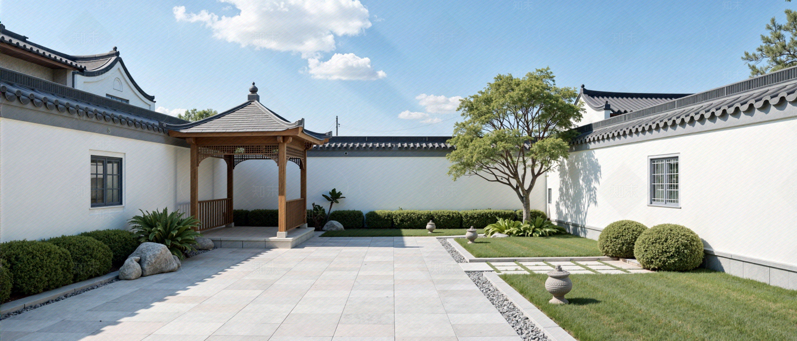 新中式中式小区外景贴图下载【ID:1198556151】