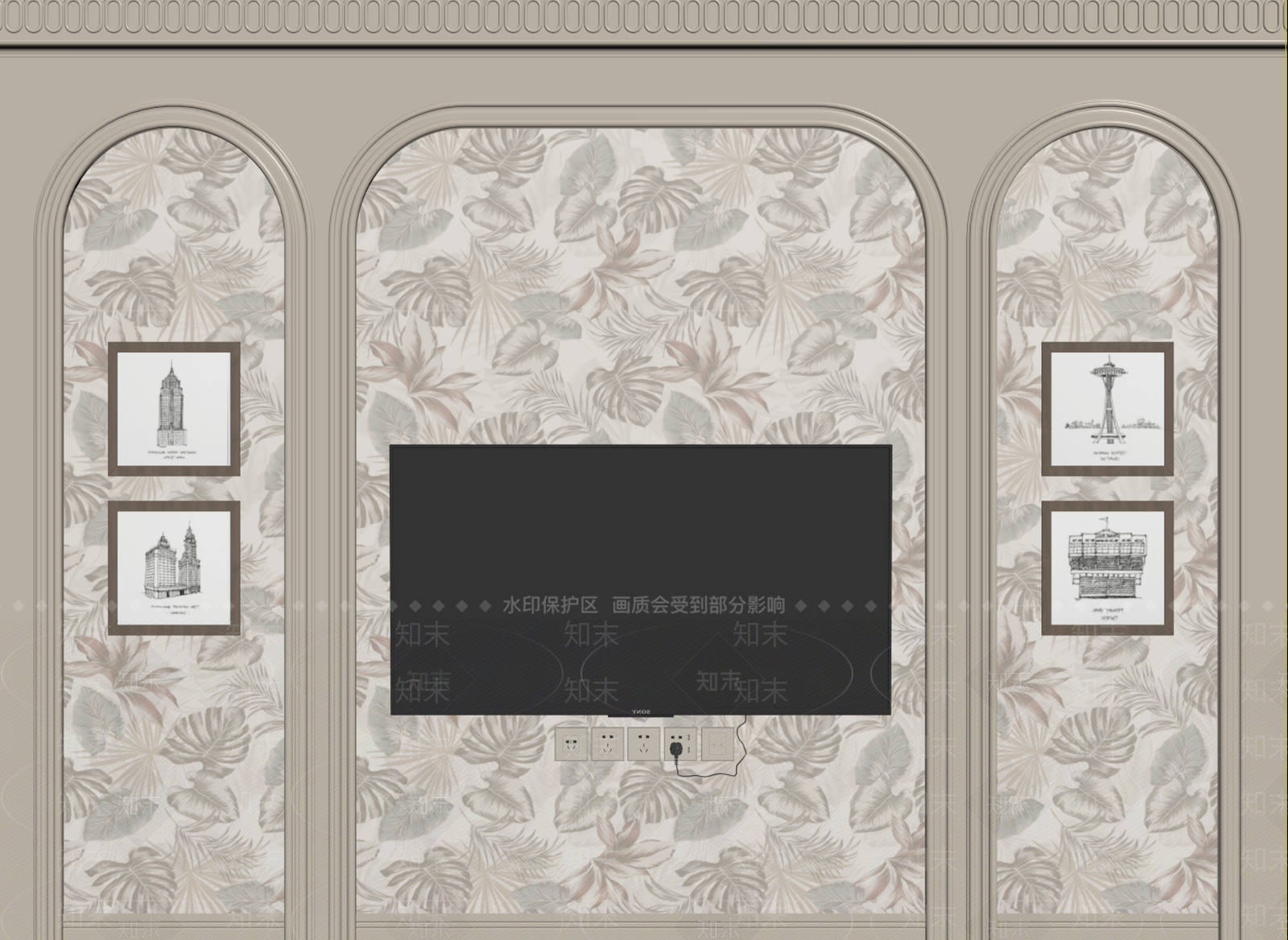 法式欧式背景墙SU模型下载【ID:1198557803】