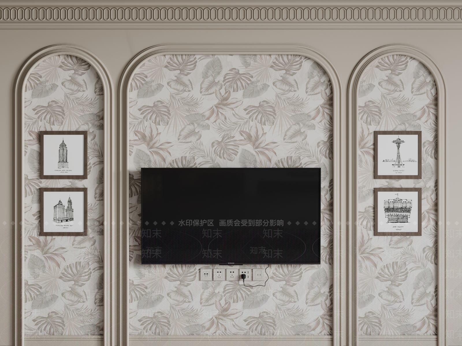 法式欧式背景墙SU模型下载【ID:1198557803】