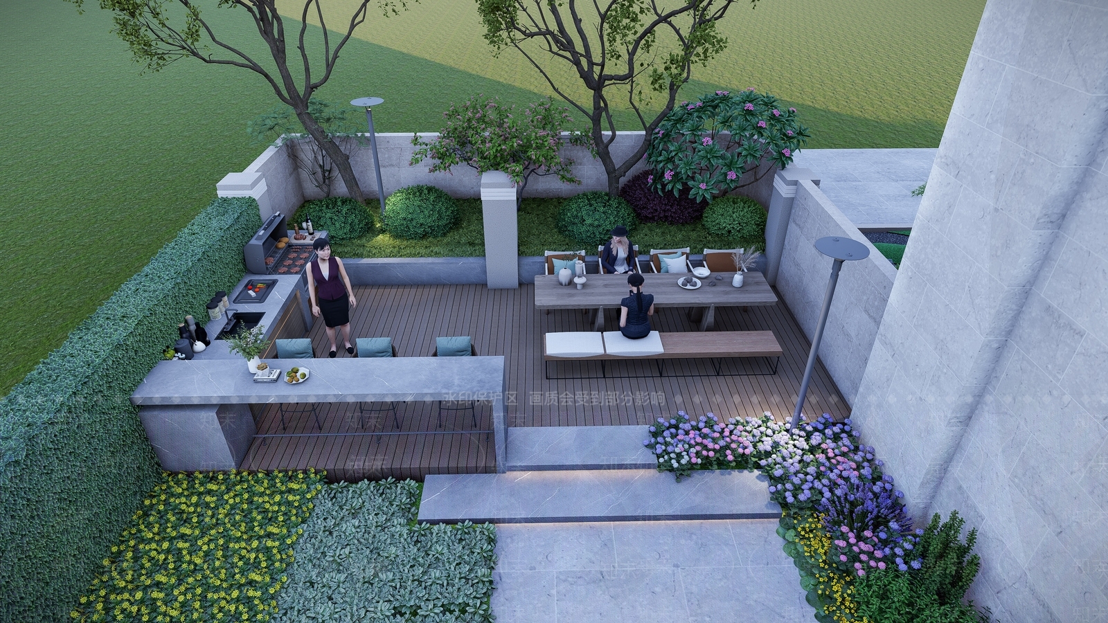 现代别墅庭院SU模型下载【ID:1198557909】