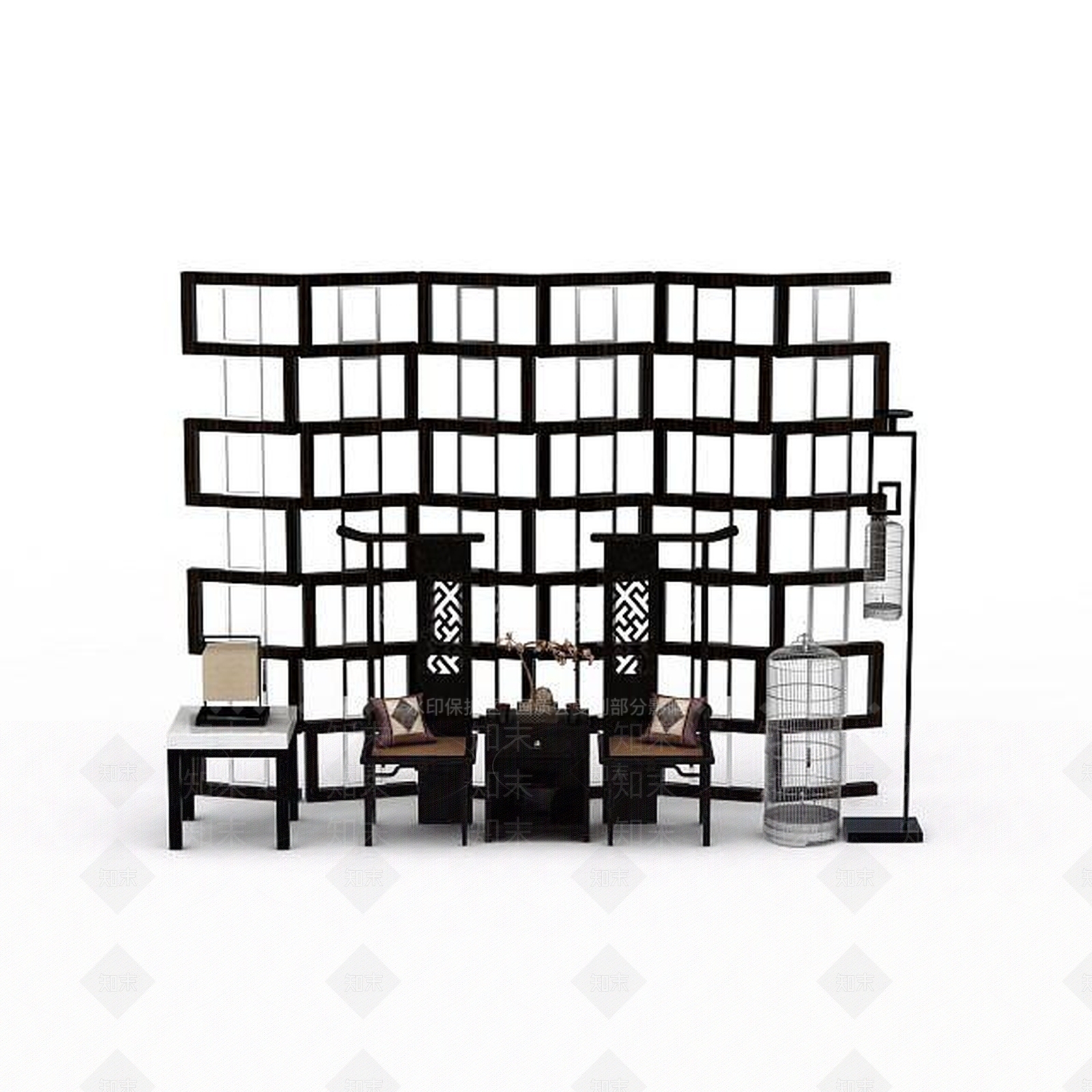 中式风格室内家具3D模型下载【ID:1198557726】