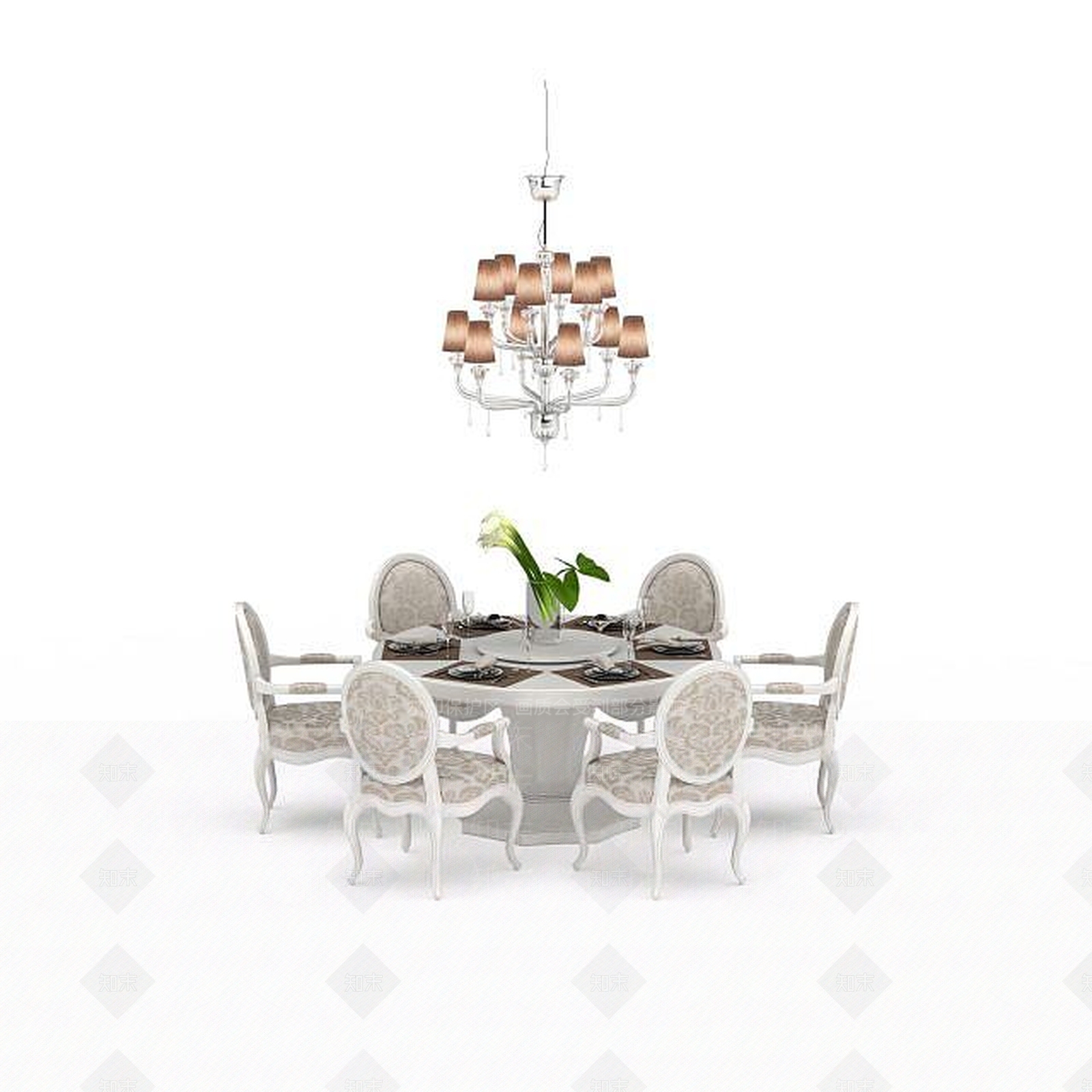 现代餐厅桌椅组合3D模型下载【ID:1198557884】