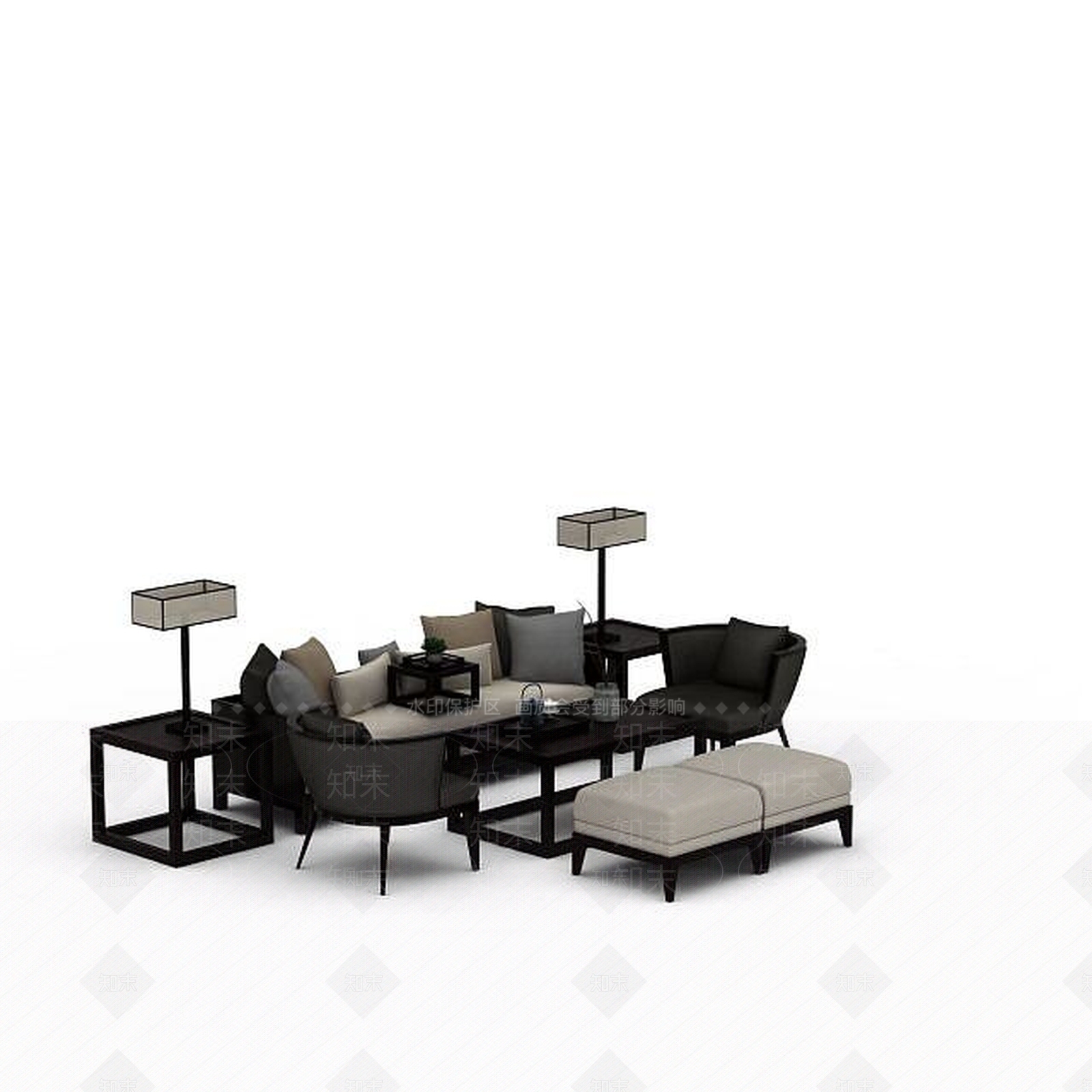 中式风格桌椅组合3D模型下载【ID:1198558583】