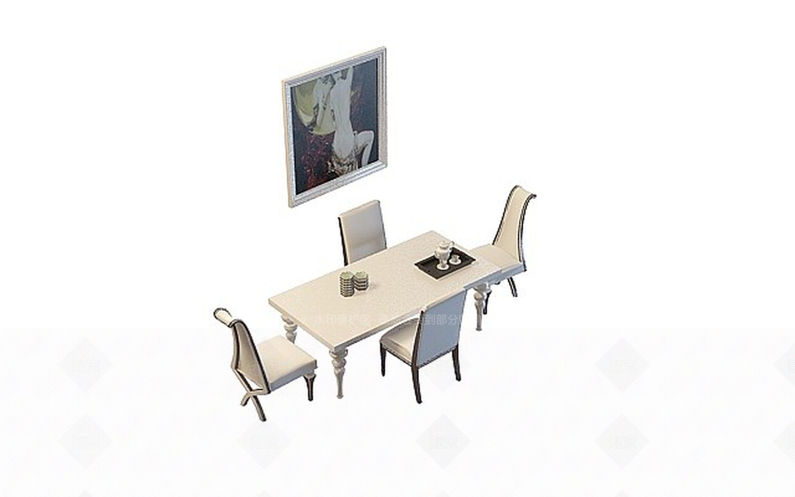 现代简约餐桌椅3D模型下载【ID:1198558783】