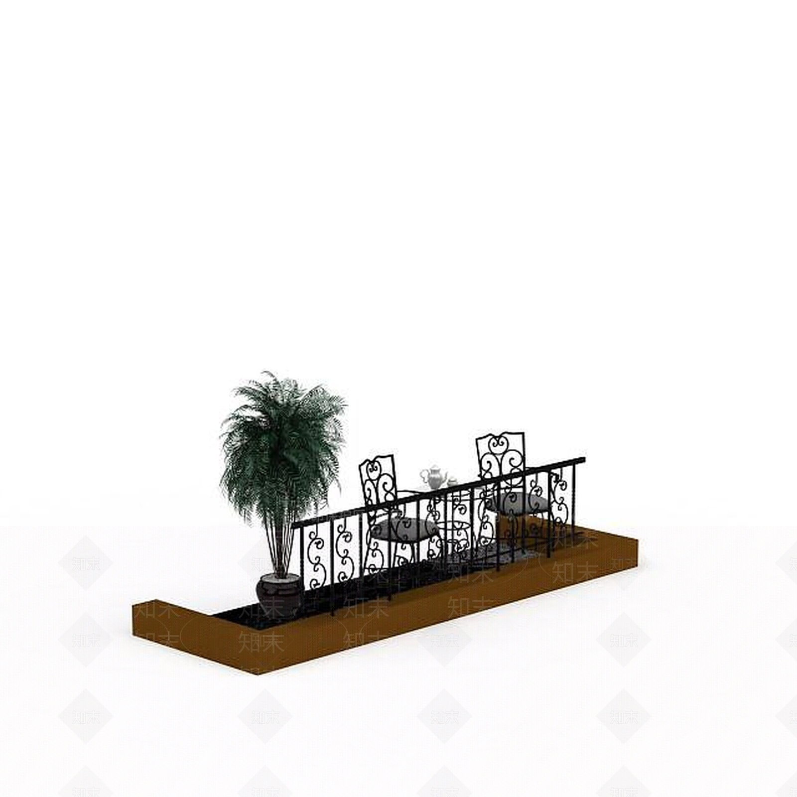 现代庭院铁栅栏3D模型下载【ID:1198558728】