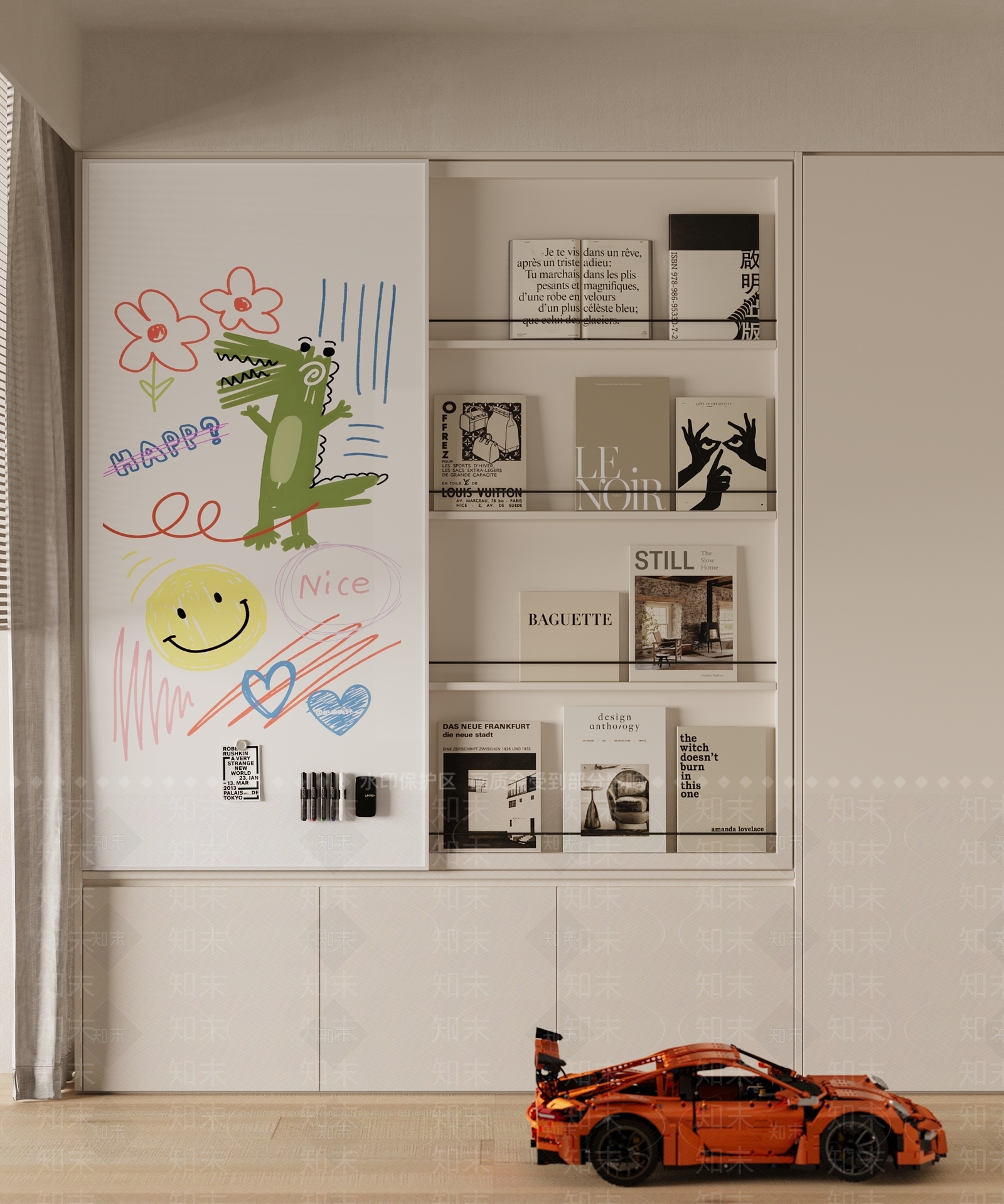 现代法式儿童书房3D模型下载【ID:1198559153】