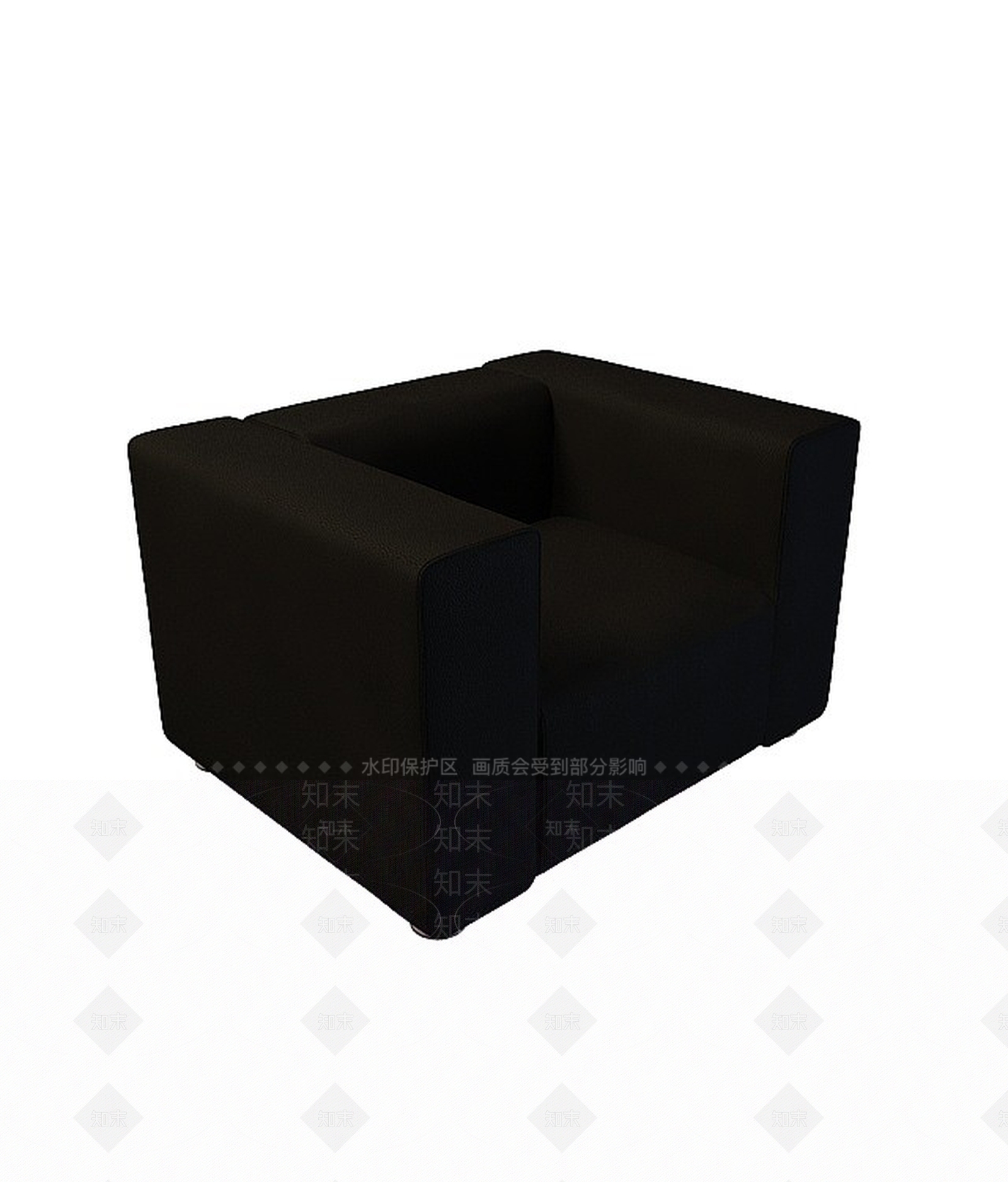 现代黑皮单人沙发3D模型下载【ID:1198559279】