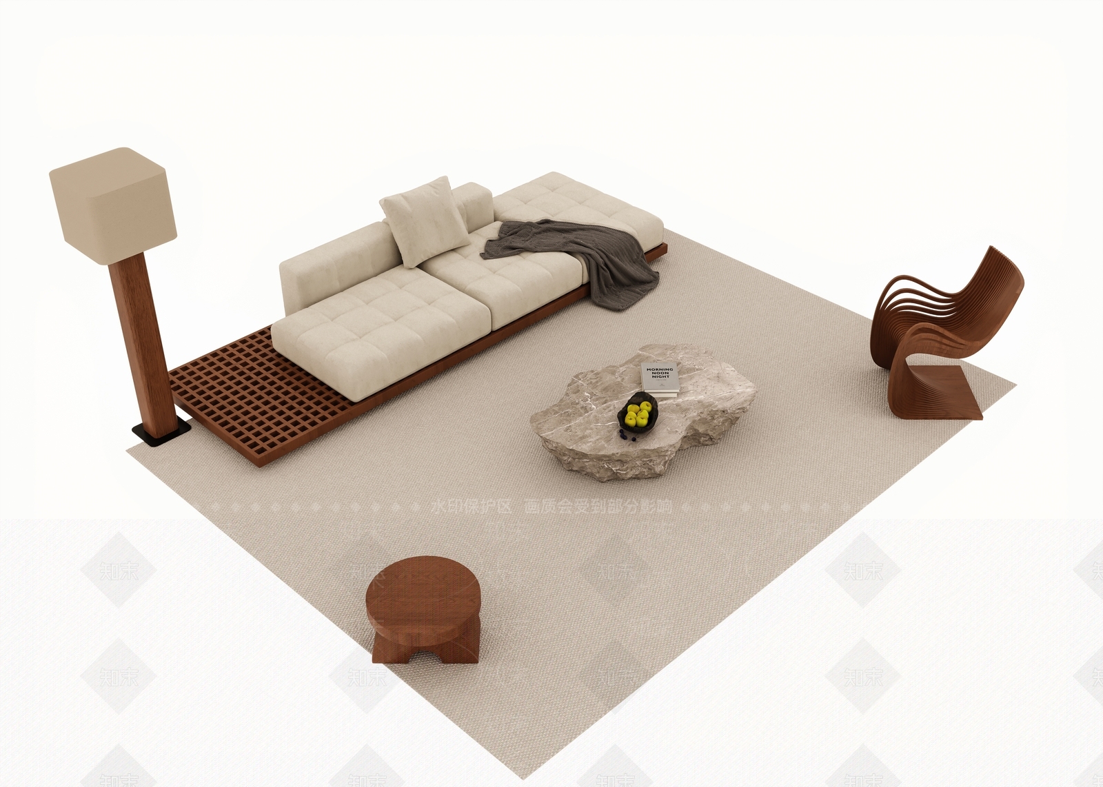 侘寂双人沙发3D模型下载【ID:1198561493】