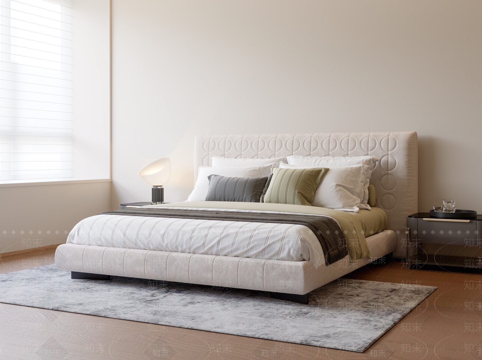 现代双人床SU模型下载【ID:1198561824】