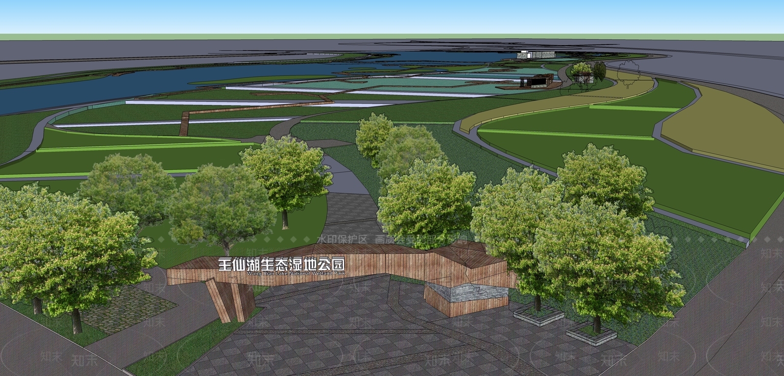 现代景观公园SU模型下载【ID:1198564111】