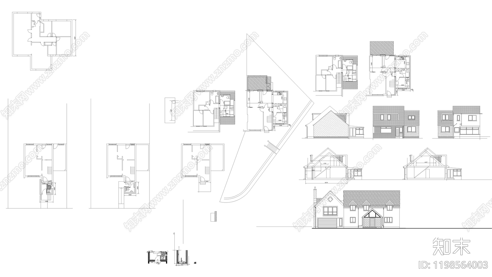 现代别墅建筑施工图下载【ID:1198564003】