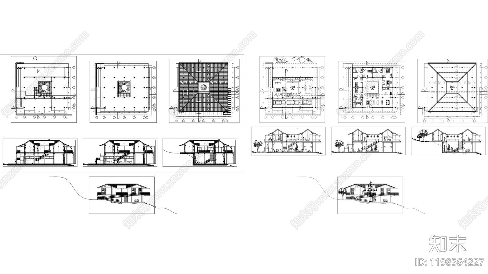 现代别墅建筑施工图下载【ID:1198564227】