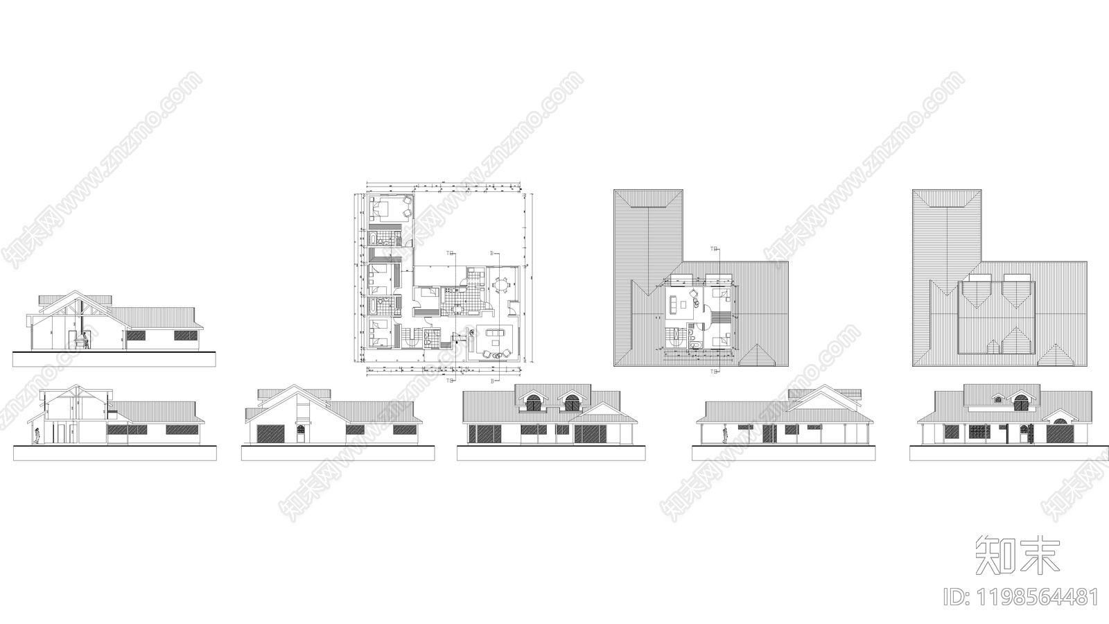 现代别墅建筑施工图下载【ID:1198564481】