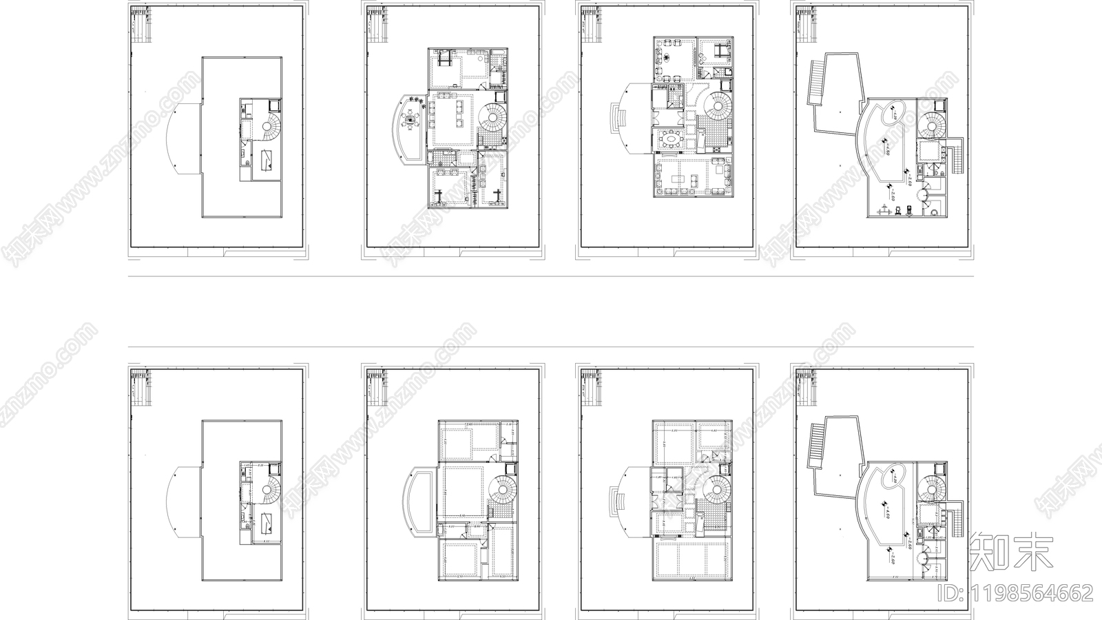 现代别墅建筑施工图下载【ID:1198564662】