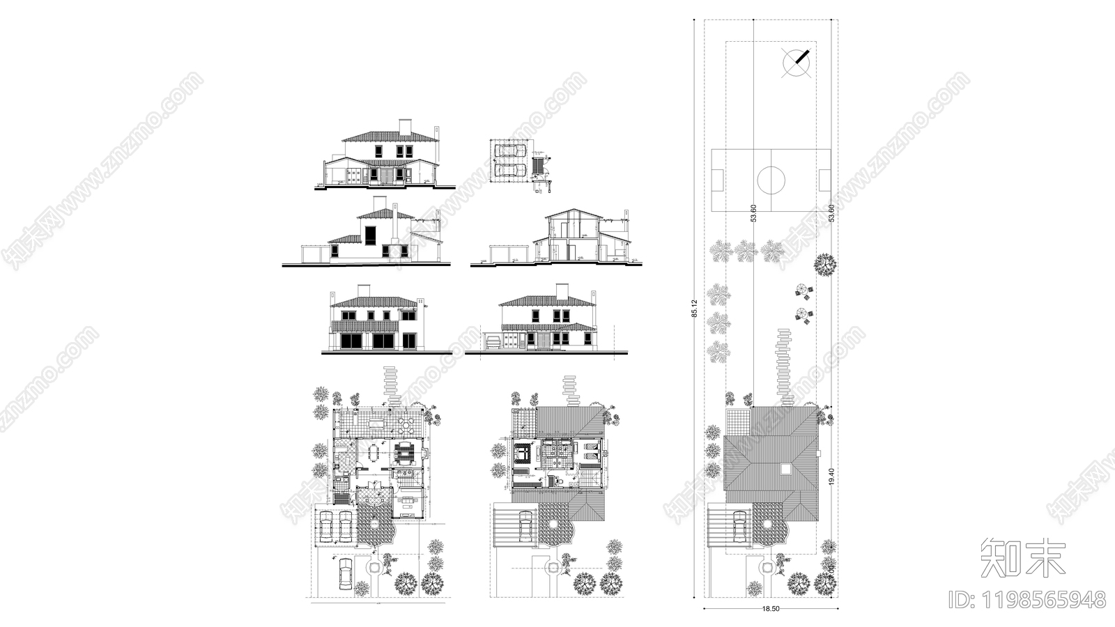 现代别墅建筑施工图下载【ID:1198565948】