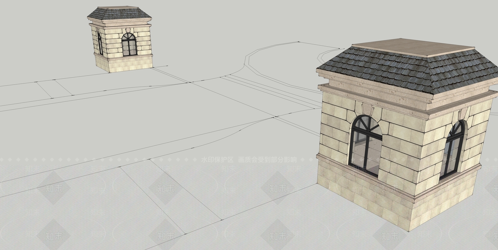 法式入口大门SU模型下载【ID:1198566412】