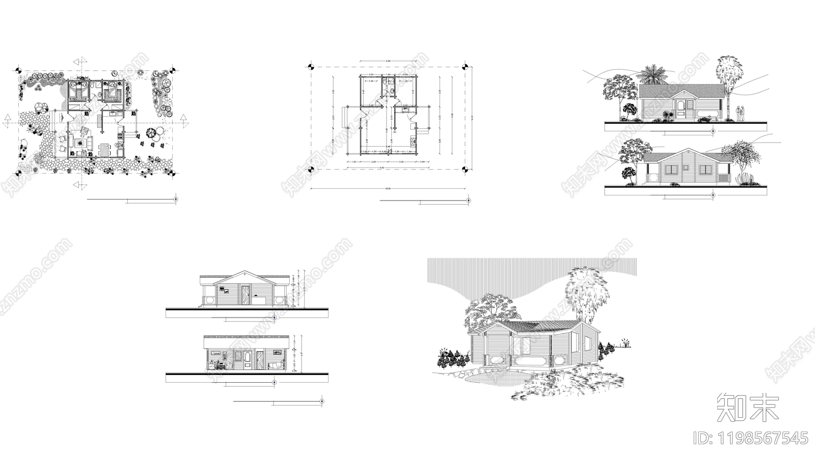 现代别墅建筑施工图下载【ID:1198567545】