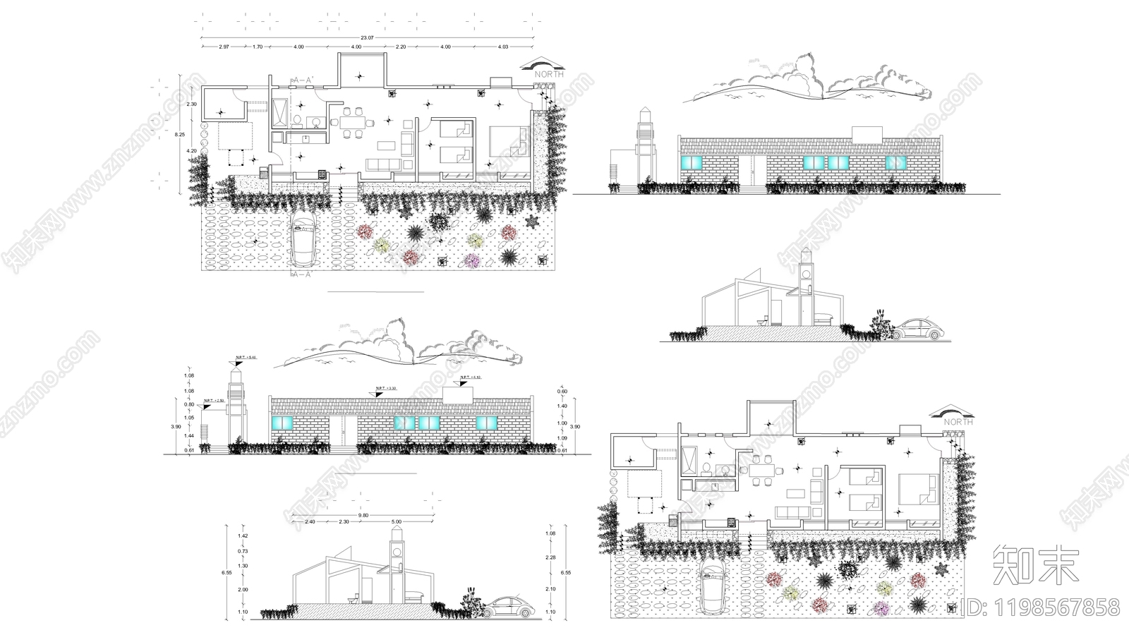 现代别墅建筑施工图下载【ID:1198567858】