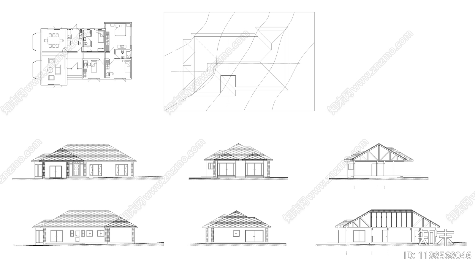 现代别墅建筑施工图下载【ID:1198568046】