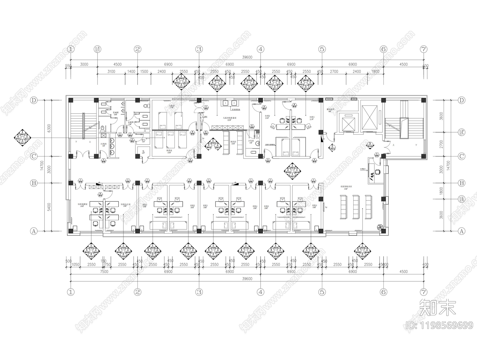 现代医院cad施工图下载【ID:1198569699】