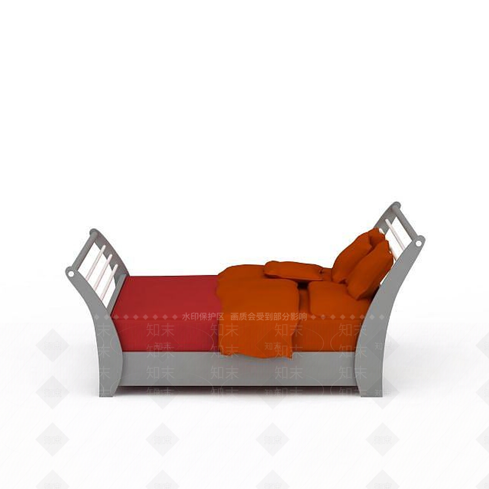 现代双人床3D模型下载【ID:1199786313】