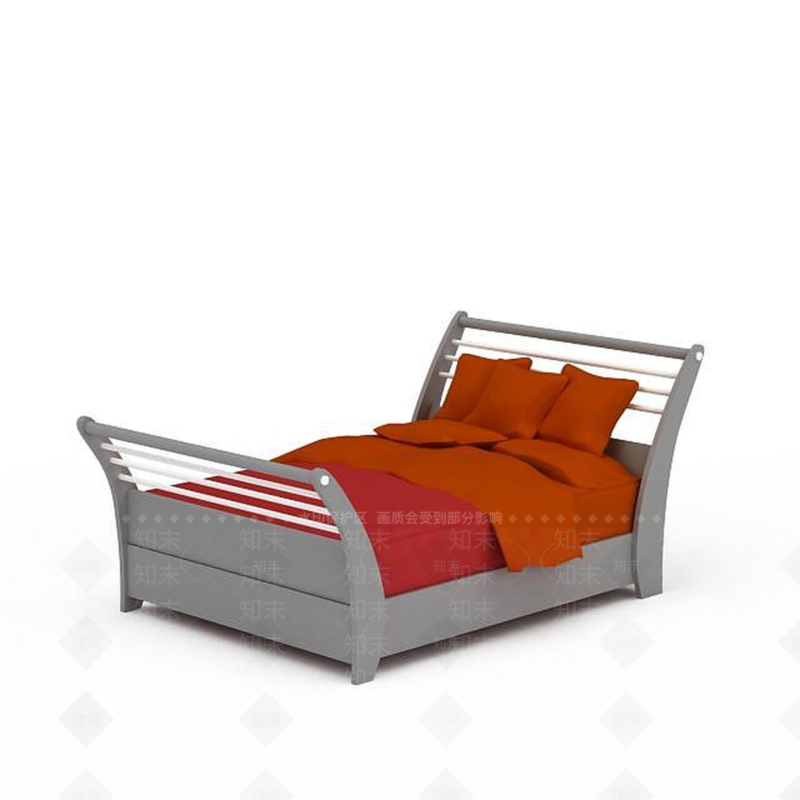 现代双人床3D模型下载【ID:1199786313】