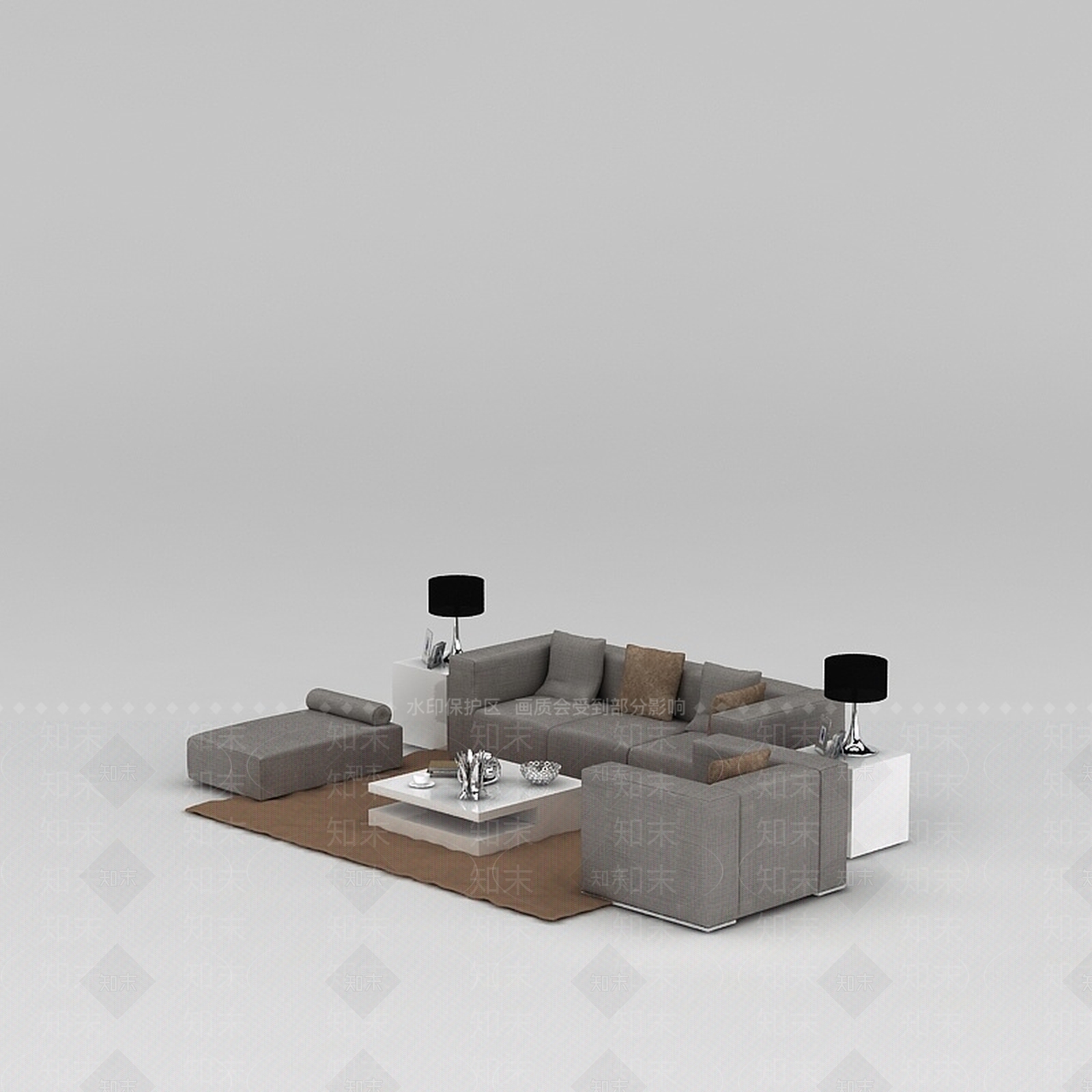 现代双人沙发3D模型下载【ID:1198583956】