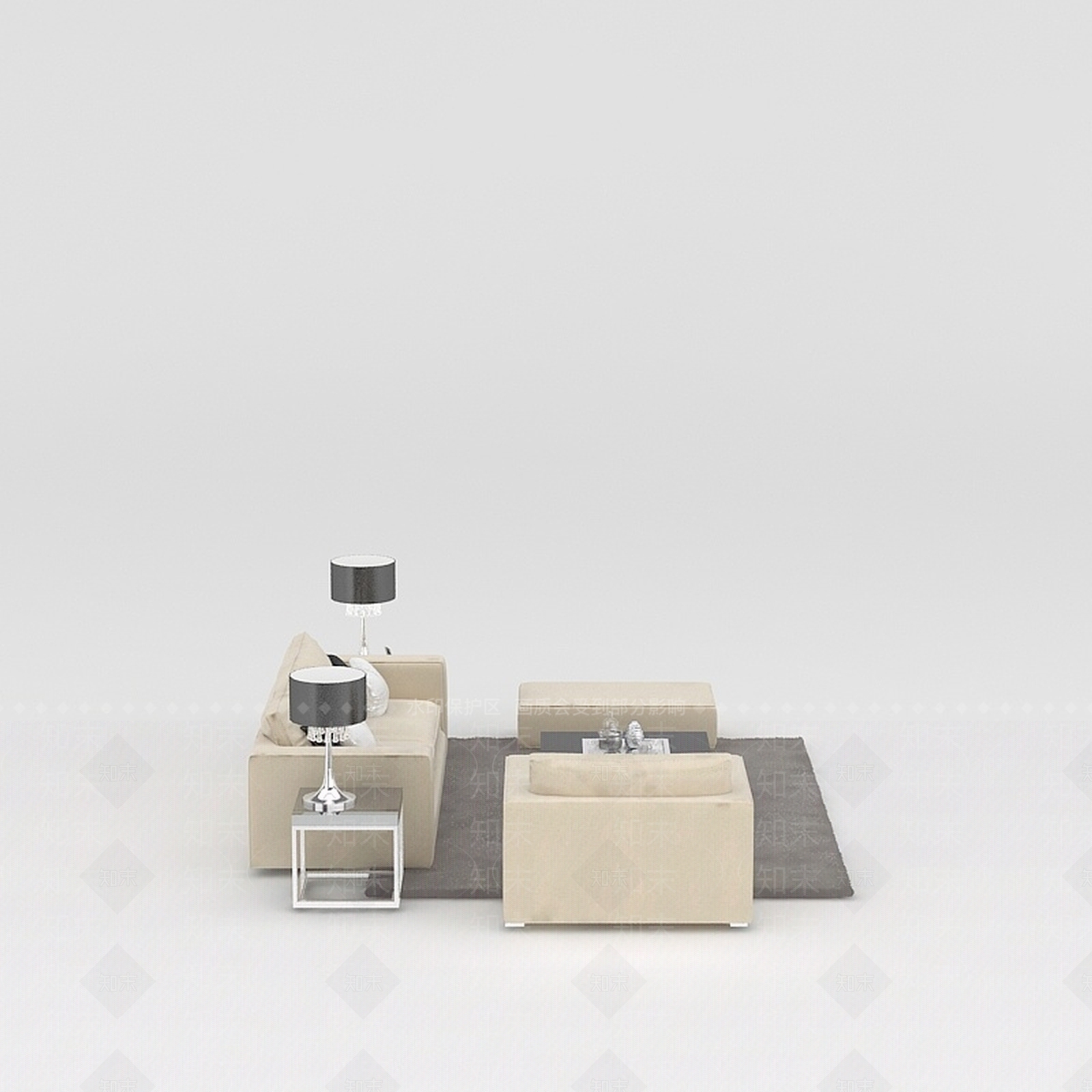 现代双人沙发3D模型下载【ID:1198583979】