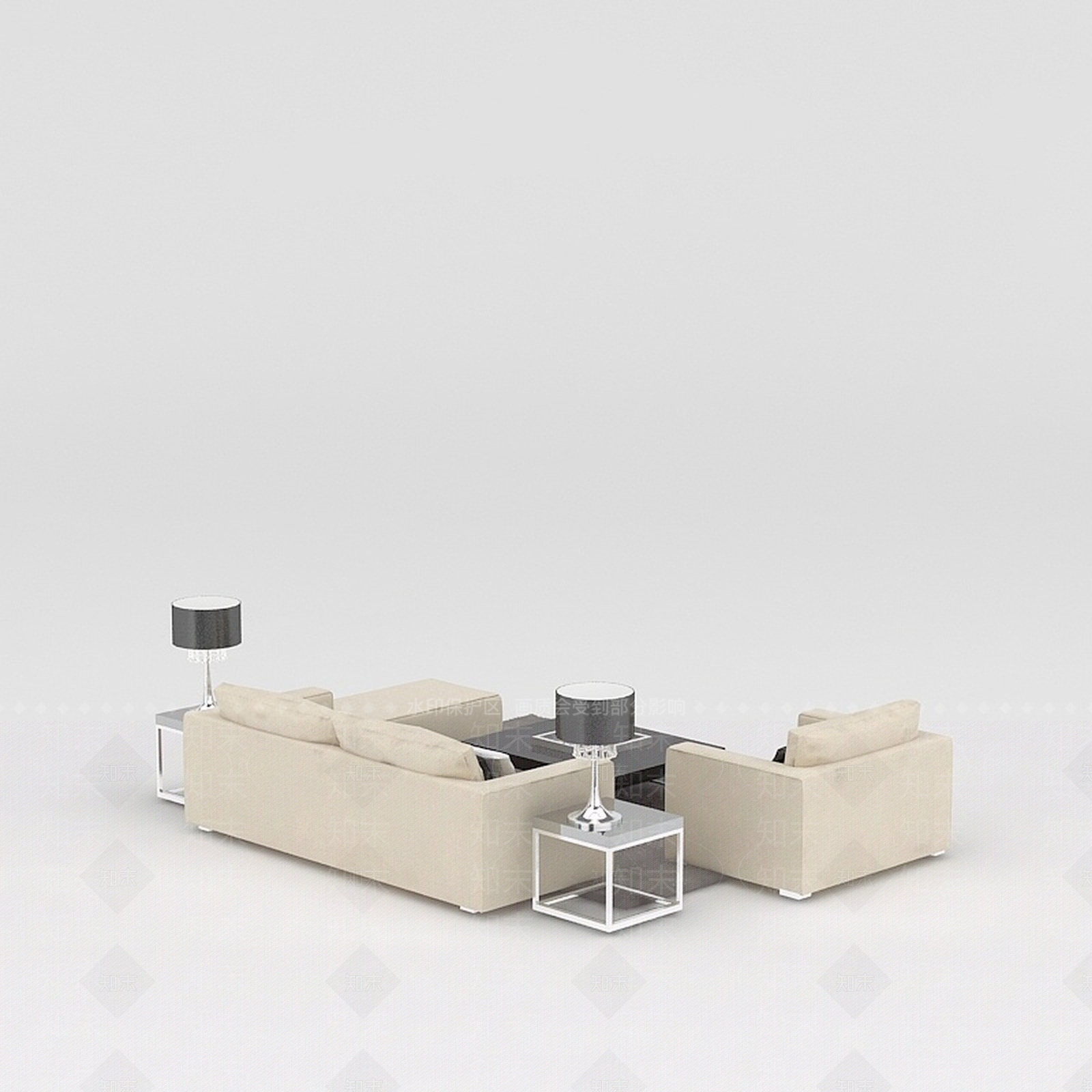 现代双人沙发3D模型下载【ID:1198583979】