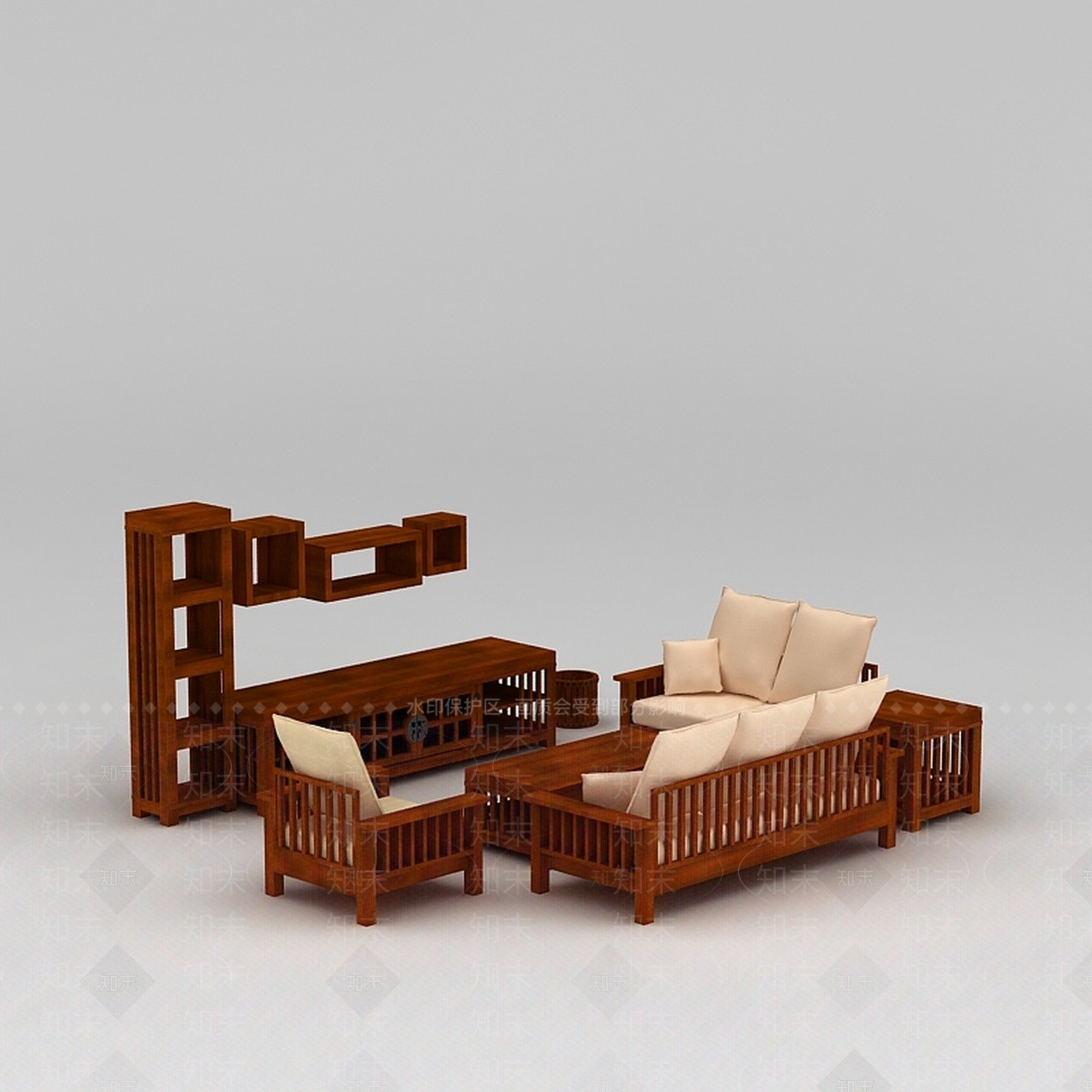 现代双人沙发3D模型下载【ID:1198584717】