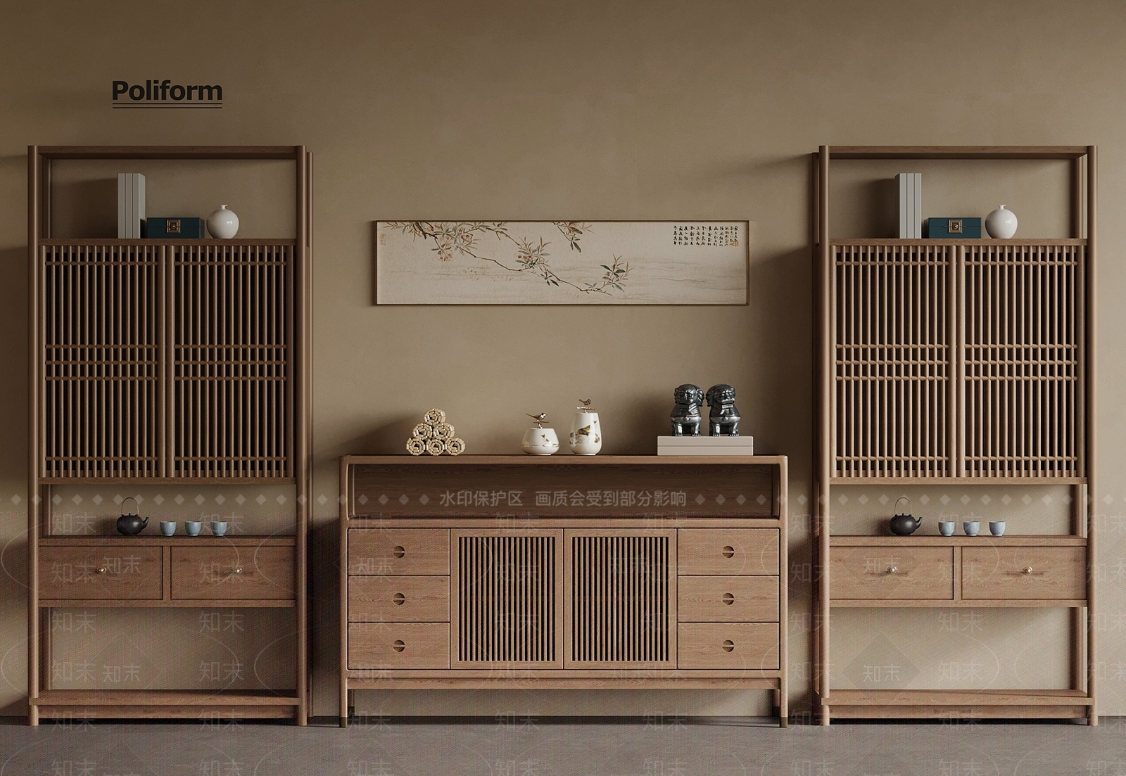 新中式博古架3D模型下载【ID:1198589163】