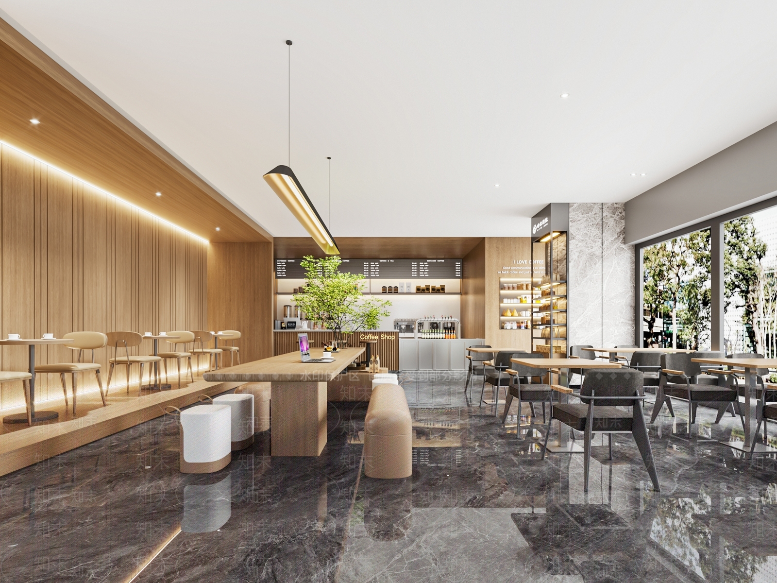 现代咖啡厅3D模型下载【ID:1198888713】