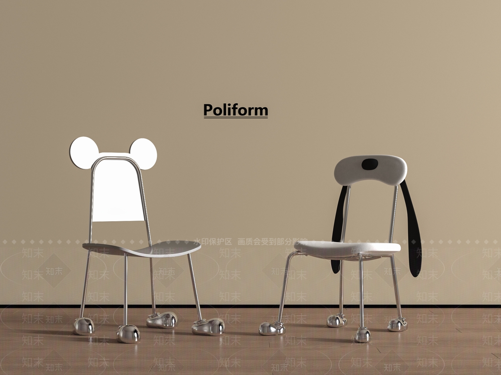 现代奶油儿童椅3D模型下载【ID:1198591327】