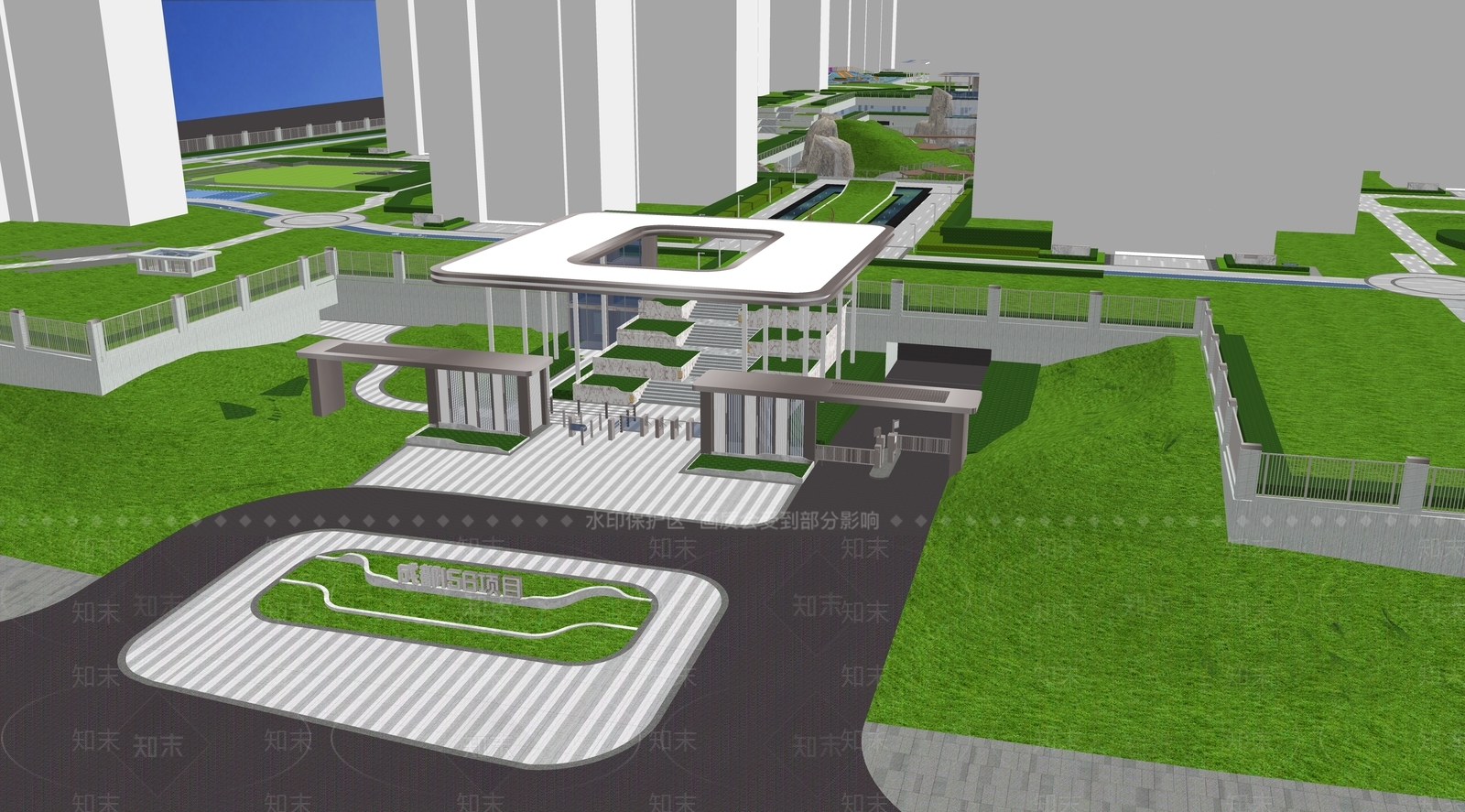 新中式售楼处建筑SU模型下载【ID:1198591544】