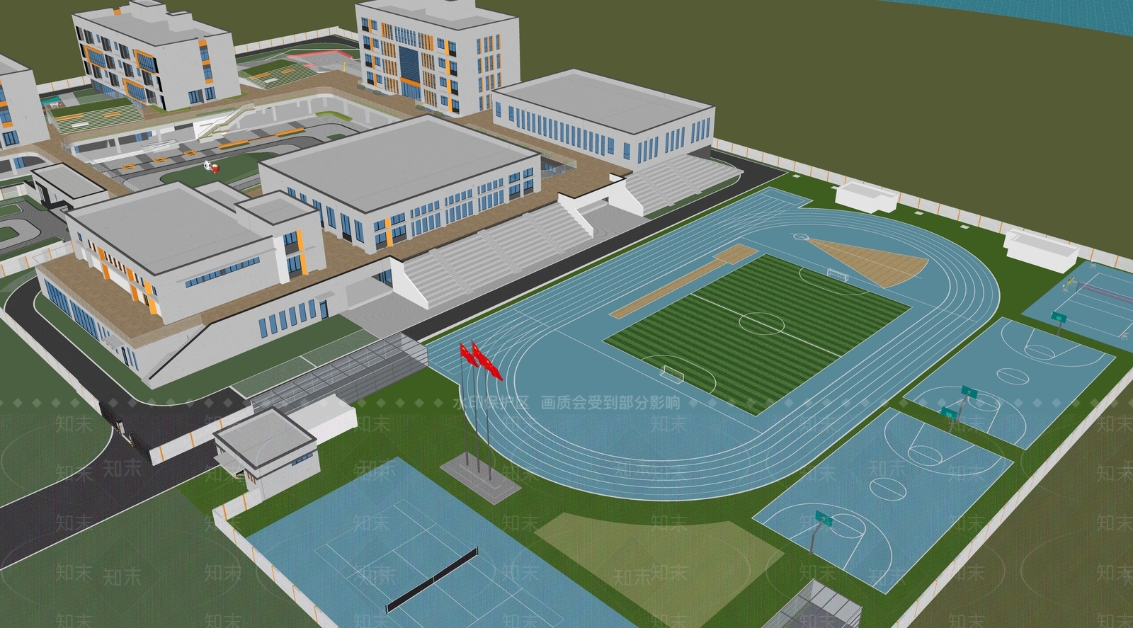 现代学校建筑SU模型下载【ID:1198591782】
