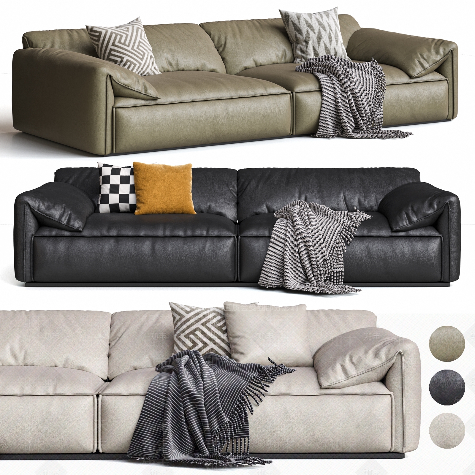 现代意式双人沙发3D模型下载【ID:1198592805】