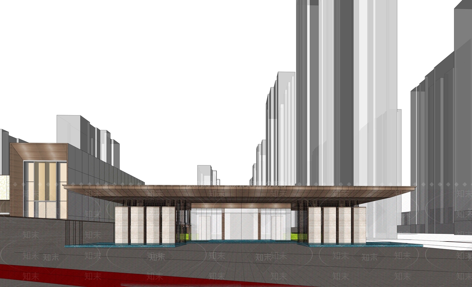 现代新中式小公建SU模型下载【ID:1198595952】