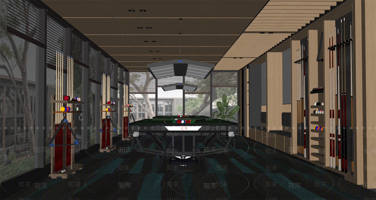 现代台球室SU模型下载【ID:1198595903】