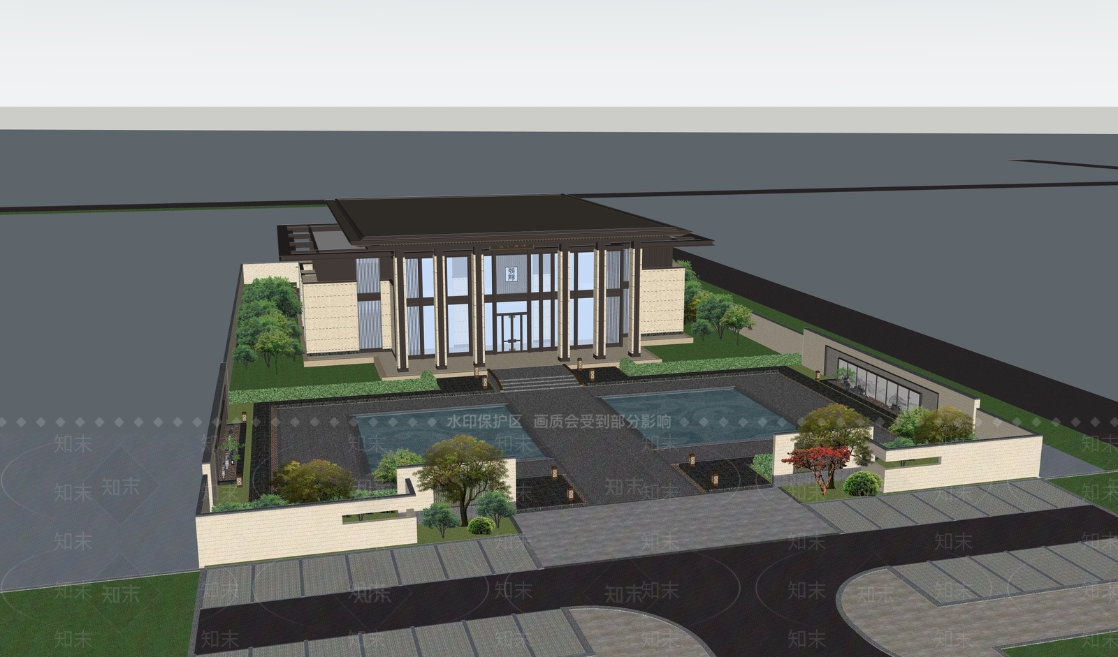 新中式小公建SU模型下载【ID:1198596592】