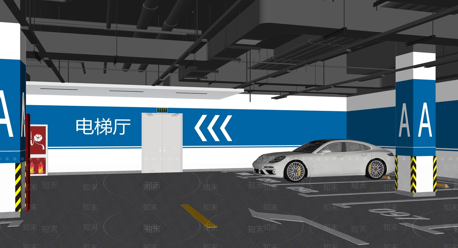 现代极简电梯厅SU模型下载【ID:1198599816】