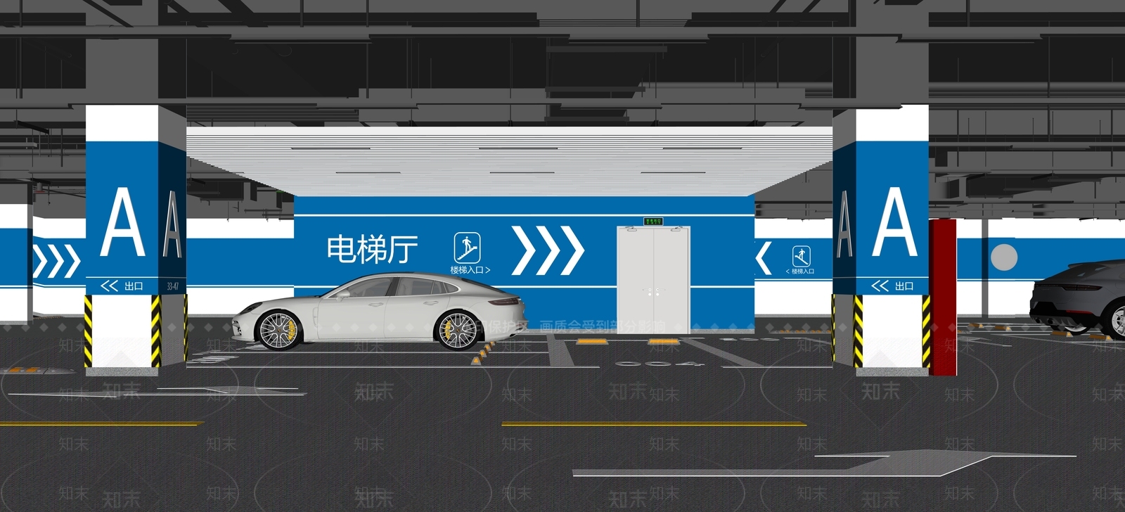 现代极简电梯厅SU模型下载【ID:1198599816】