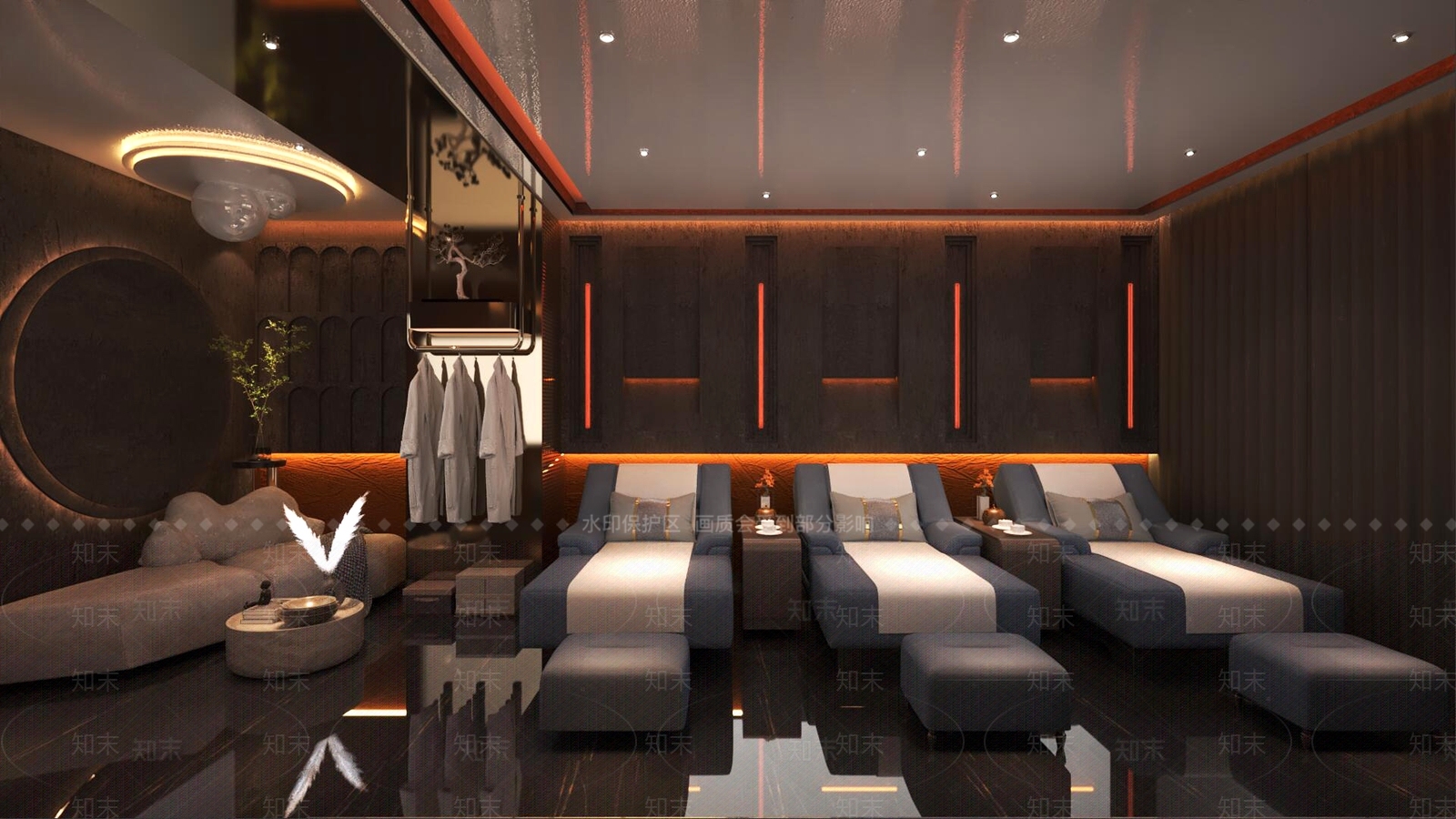 现代足浴店3D模型下载【ID:1198602656】