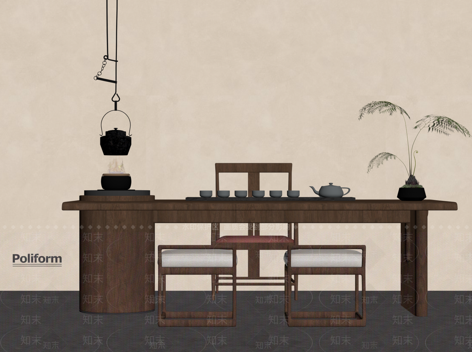新中式茶桌椅SU模型下载【ID:1198603804】