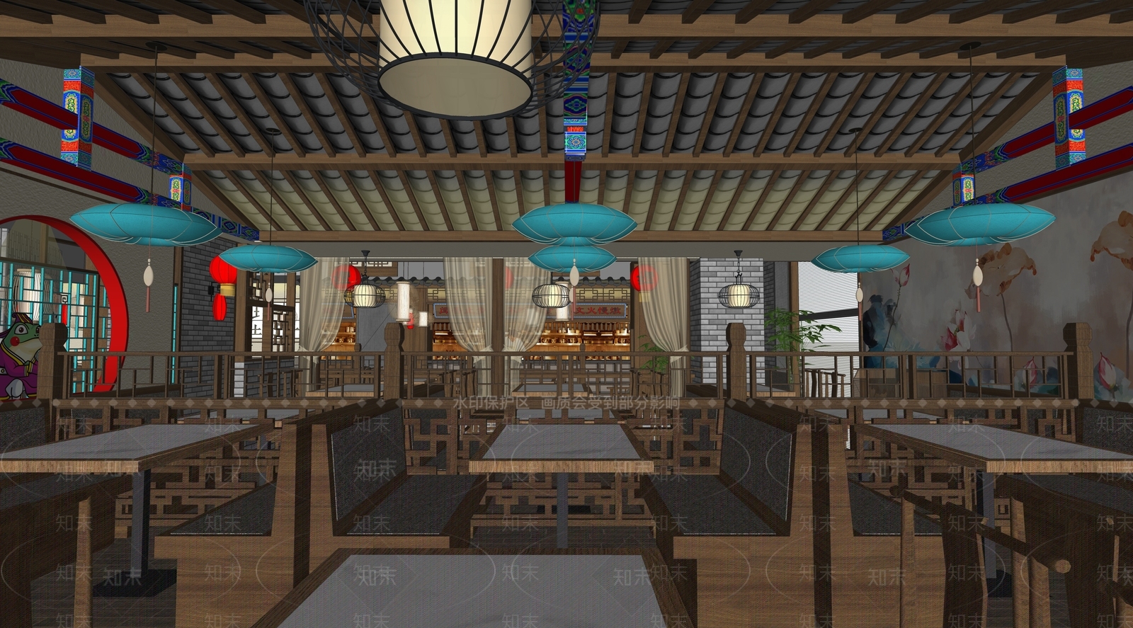 新中式中餐厅SU模型下载【ID:1198604962】