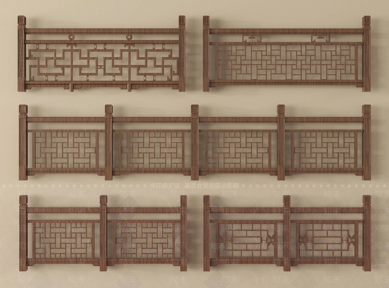 新中式围栏护栏SU模型下载【ID:1198606774】