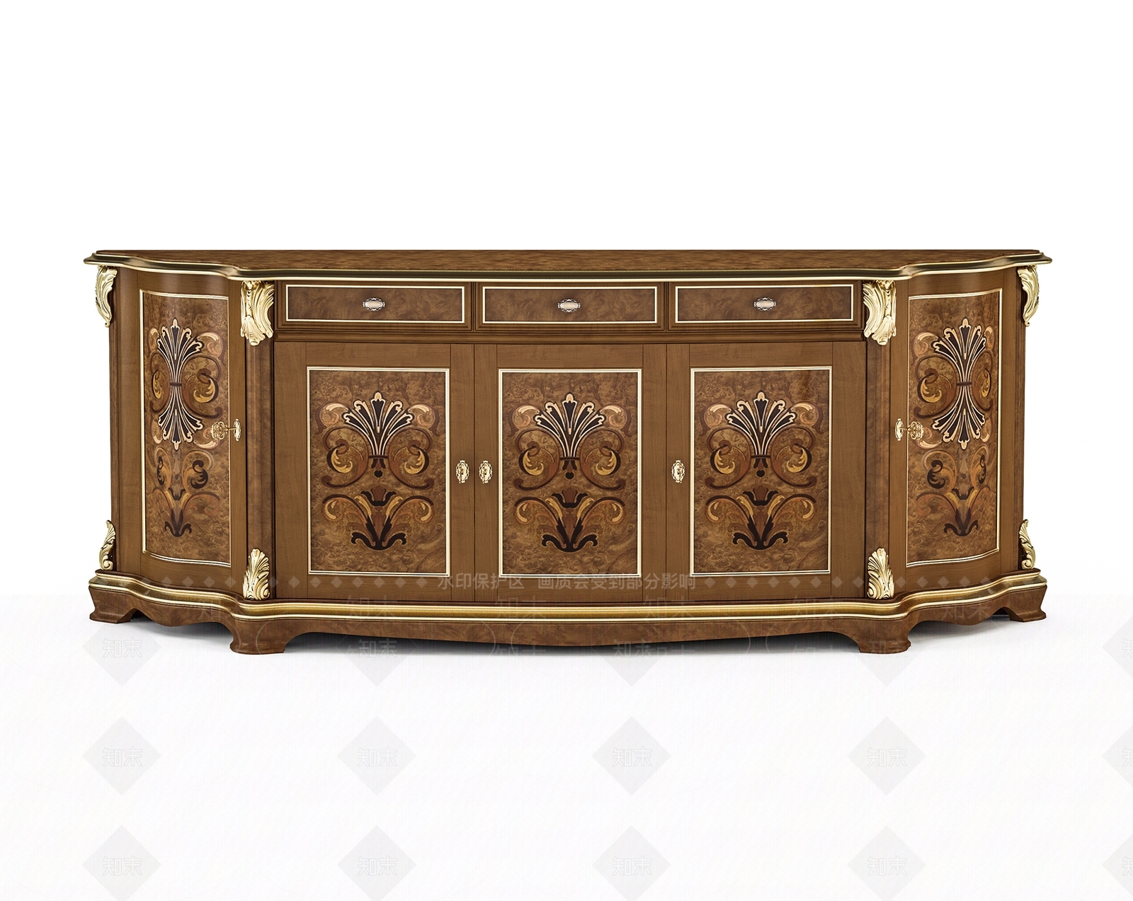 欧式电视柜SU模型下载【ID:1198611505】